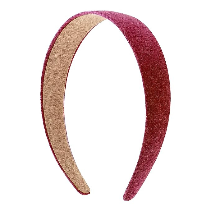 Motique Accessories 1 Inch Wide Suede Like Headband Solid Hair band for Women and Girls - Maroon | Amazon (US)