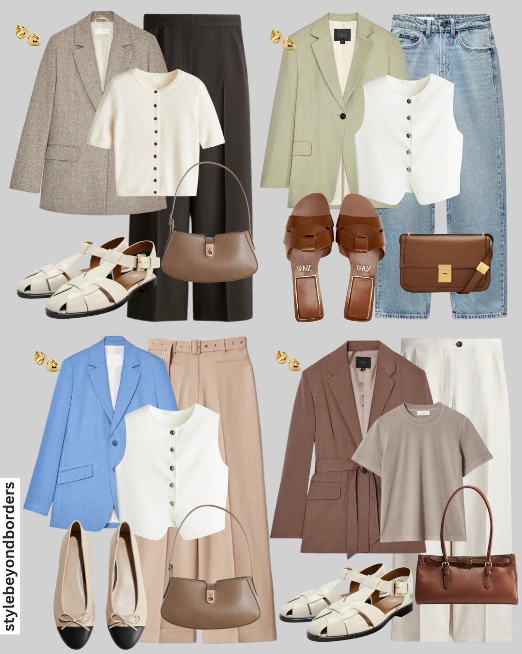 Blazers for spring 🌼
Tags: khaki blazer, blue blazer, basic T-shirt, waistcoat, short sleeve cardigan, pleated trousers, high waisted trousers, wide leg trousers,spring casual chic outfit, DeMellier handbag,trending color combo brunch outfit, casual outfit, easy to style, chic outfit, office outfit, formal outfit, workwear, neutral outfit, office outfit, modest outfit, midsize outfit,ballet flats, denim, jeans, mom jeans, sandals, linen trousers, H&M, Zara
