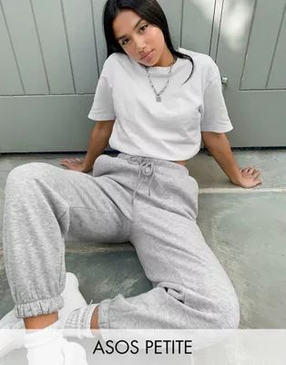 ASOS DESIGN Petite oversized sweatpants in gray | ASOS (Global)