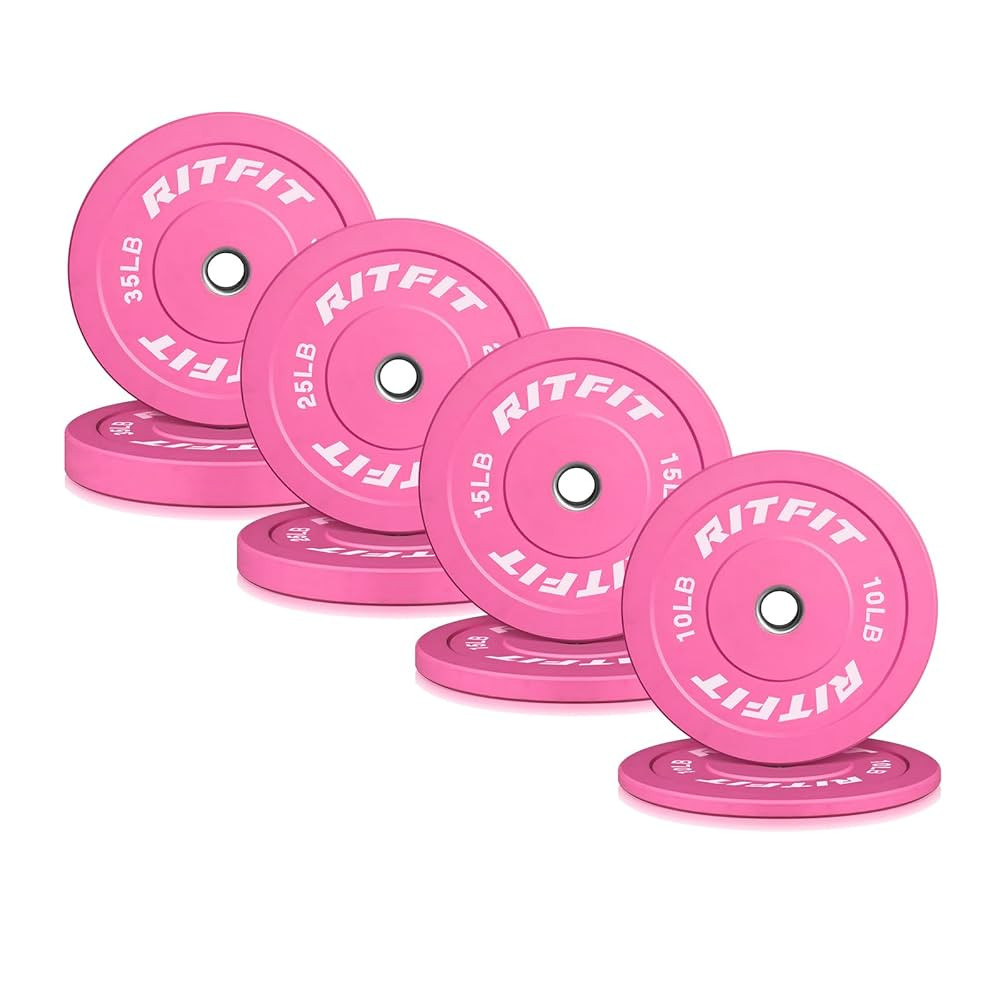 RITFIT Pink Weight Plates, 2 Inch Olympic Barbell Weight Plate, Bumper Plates With Steel Insert, ... | Amazon (US)
