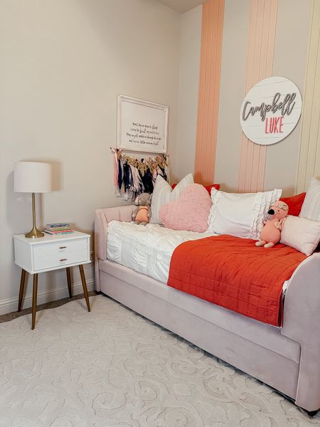 Little girls bedroom. Pink upholstered bed. Kids bedroom. Pink bedroom. Toddler room  

#LTKfamily #LTKkids #LTKhome