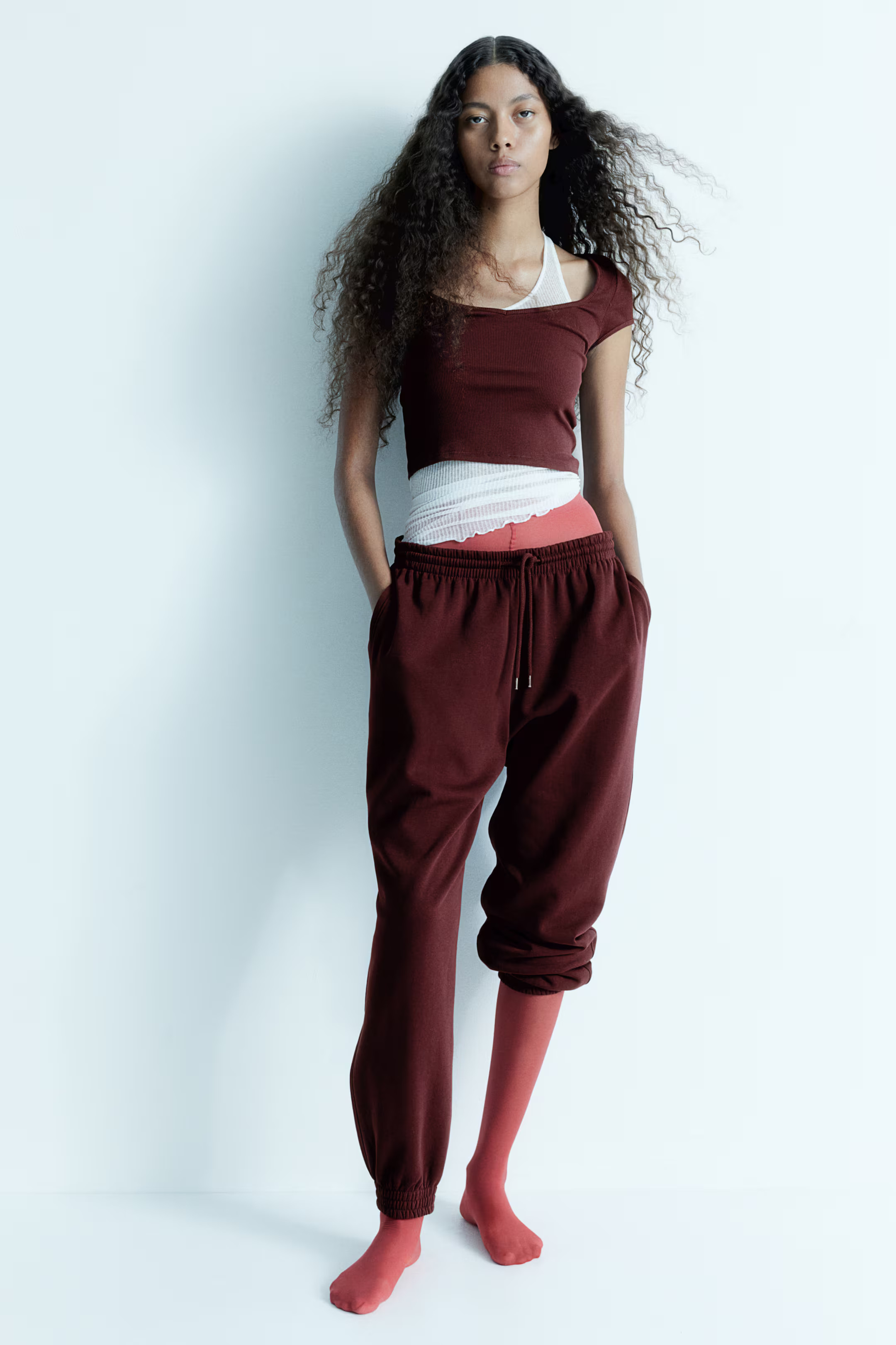 High Waist Joggers - Dark red - Ladies | H&M US | H&M (US + CA)