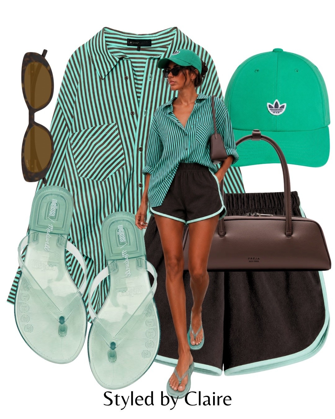TURQUOISE & BROWN🤎🧚🏼🤎
Tags: Zara stripe shirt pocket detail towelling adanola shorts mini cap adidas transparent jelly sandals flip flops revolve freja New York shoulder bag fashion city break summer inspo outfit ideas cool girl chic style

#LTKsummer #LTKstyletip #LTKshoes