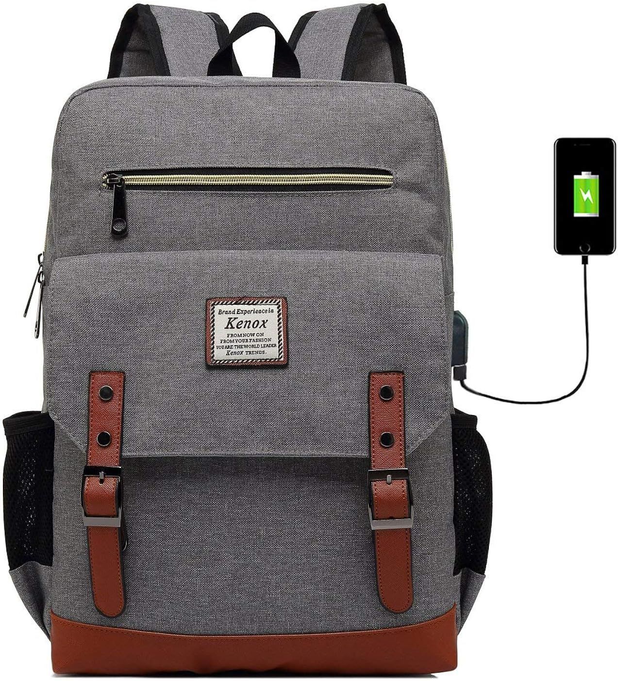 Kenox Mens Large Vintage Canvas Backpack School Laptop Bag Hiking Travel Rucksack | Amazon (US)