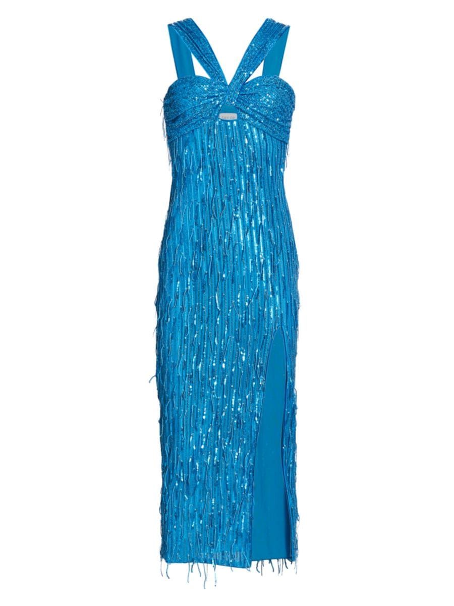 Connor Sequined Fringe Midi-Dress | Saks Fifth Avenue