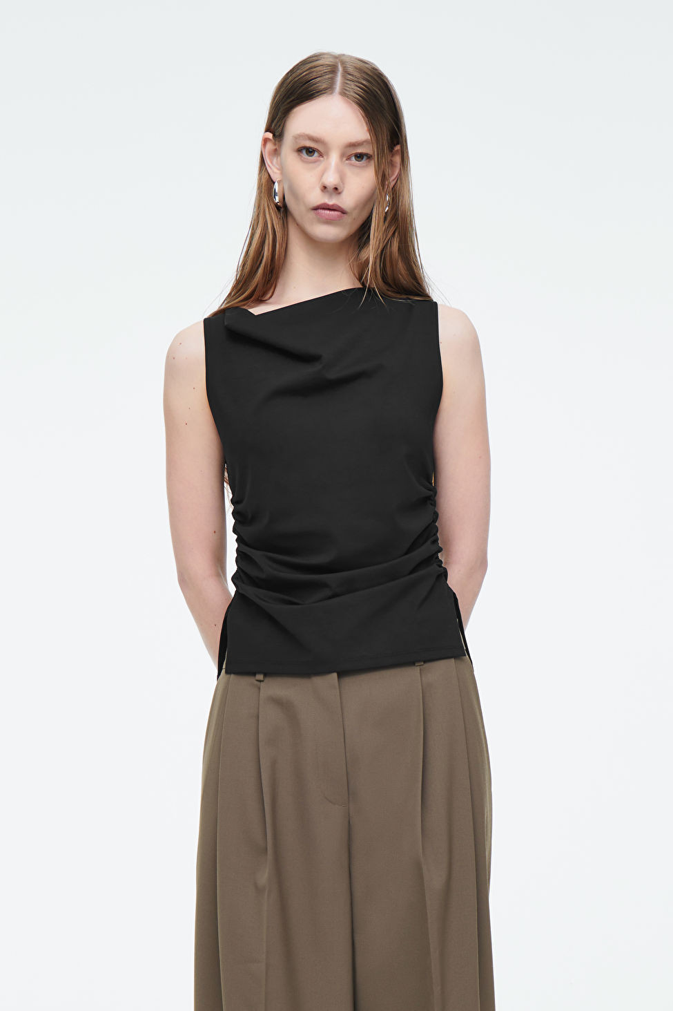 COWL-NECK GATHERED SLEEVELESS TOP | COS (EU)