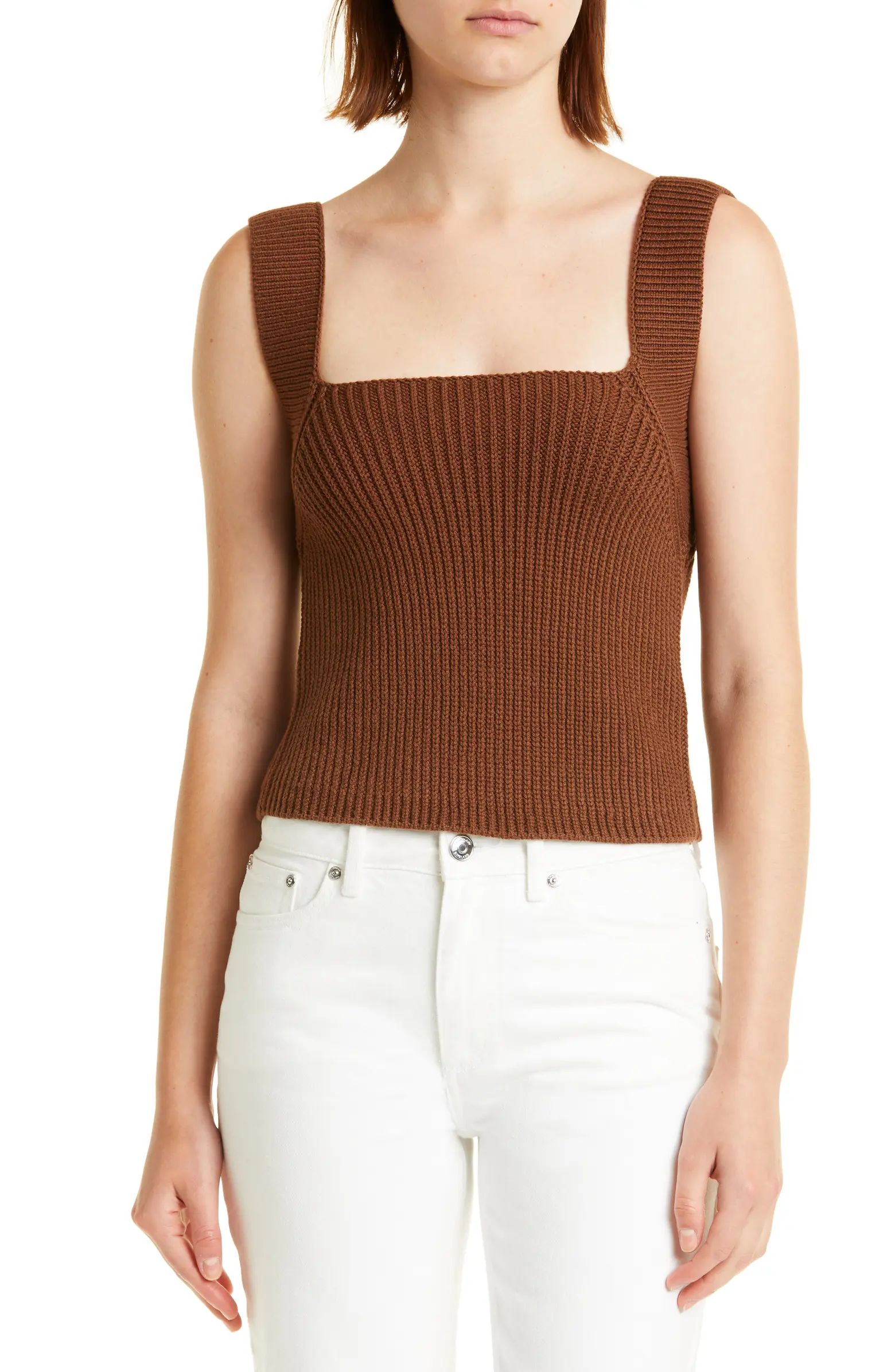 Women's Rib Square Neck Organic Cotton Tank Sweater | Nordstrom