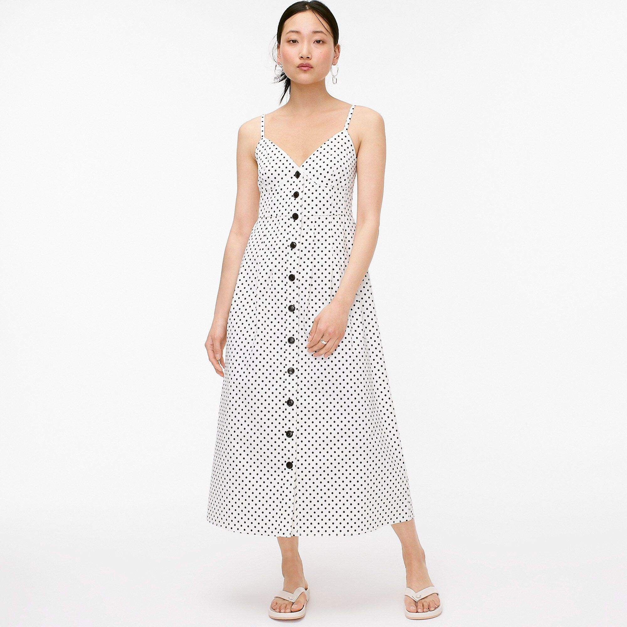 Button-front dress in painted dot | J.Crew US