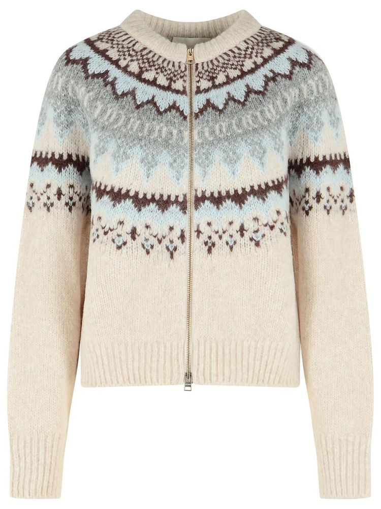 Closed Zip-Up Patterned Cardigan | Cettire Global