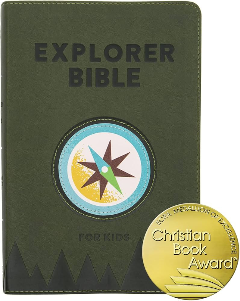 CSB Explorer Bible for Kids, Olive Compass LeatherTouch, Red Letter, Full-Color Design, Photos, I... | Amazon (US)