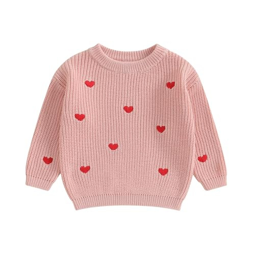 Baby Boy Girl 9-12 Months Heart Knit Oversized Sweater Infant Fall Winter Pullover Outfit | Amazon (US)