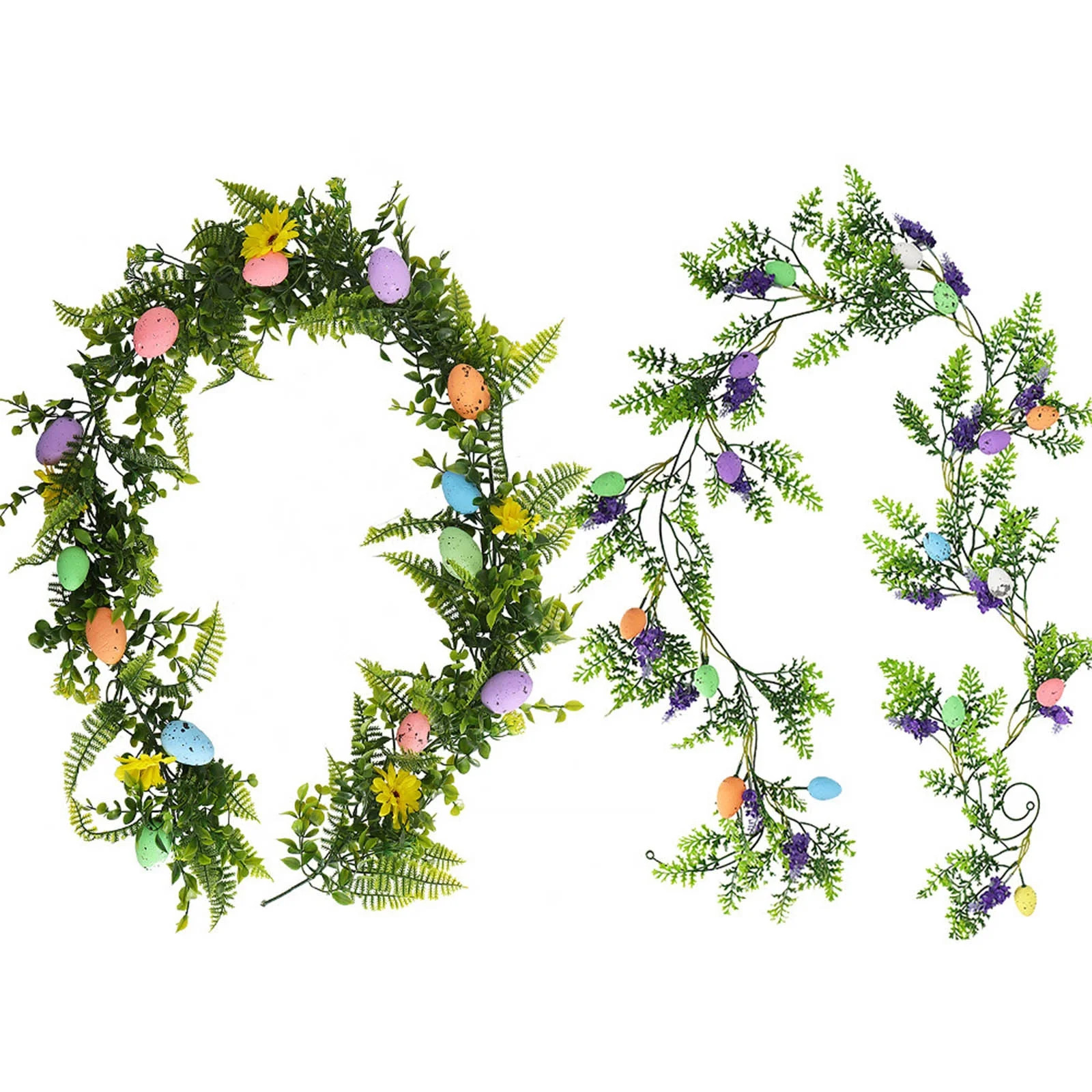 Garland 6.56 FT Easter Artificial Garlands with Easter Eggs, Spring Floral Garland Decor for Home... | Walmart (US)