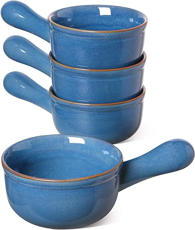 LE TAUCI 15 Oz Soup Bowls With Handle, French Onion Soup Crocks for Chili, Beef Stew, Microwave &... | Amazon (US)