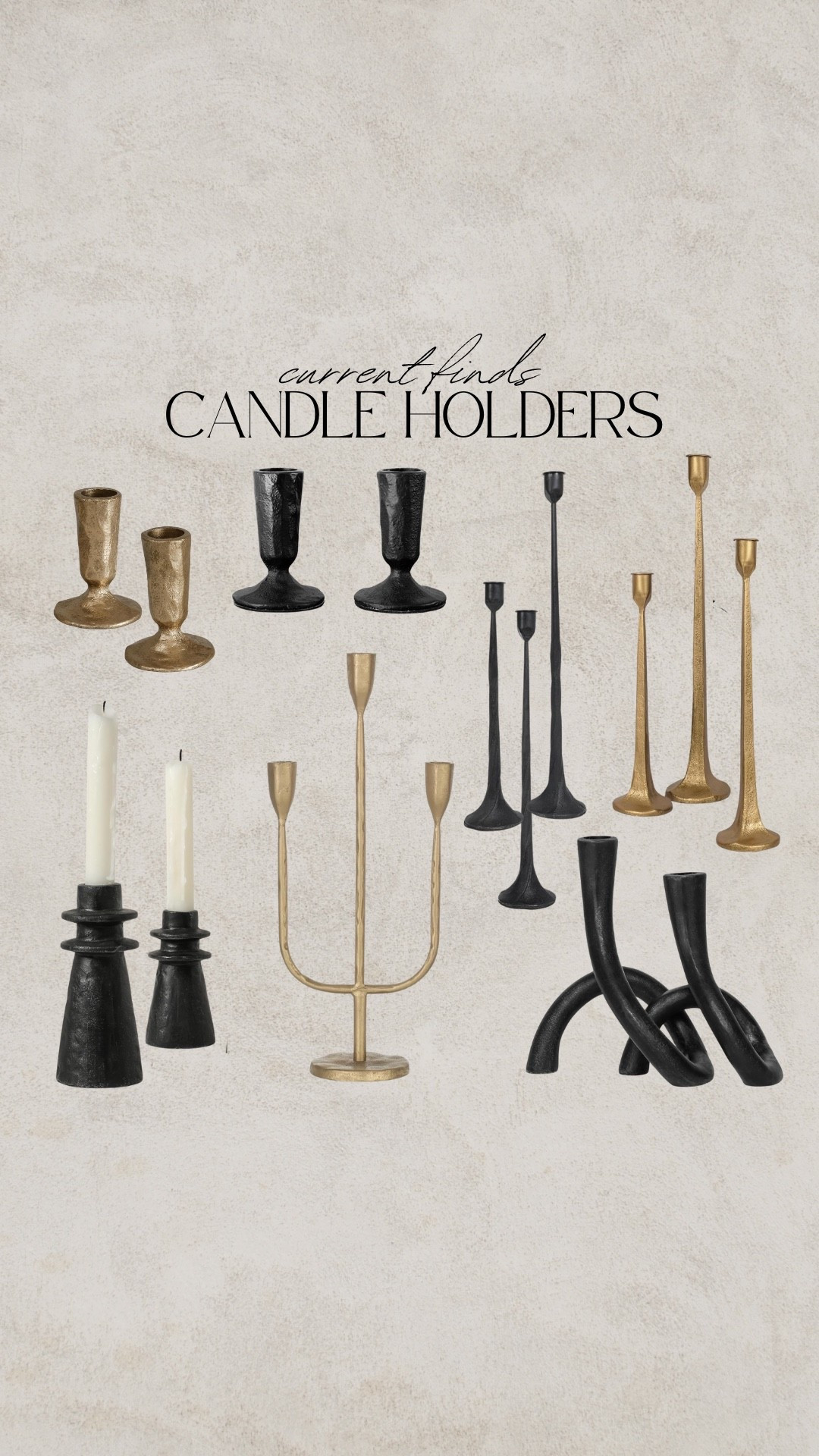 Candle holders, tapered candles, tapered candle holders, gold candle holder, iron candle holder, black candle holder, modern candle holder, organic candle holder, gift ideas

#LTKSaleAlert #LTKFindsUnder50 #LTKHome