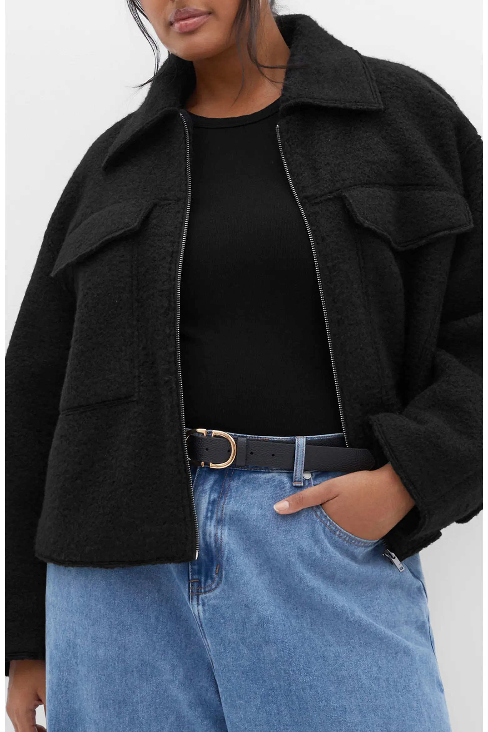 City Chic Crop Boucl\u00e9 Jacket (Women) | Nordstrom | Nordstrom