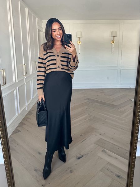 Use Code BLACKFRIDAY30 for 30% OFF sitewide at Petal & Pup plus get an extra 10% OFF with code NENABF10! Size Small satin midi skirt, small in striped cardigan 



Holiday outfit, fall outfit, fall fashion, work outfit, midi skirt

#LTKCyberWeek #LTKfindsunder100 #LTKstyletip