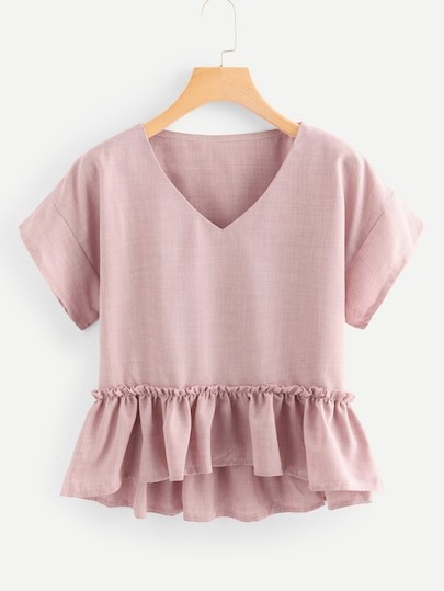 Flounce V-Neck Peplum Top | SHEIN