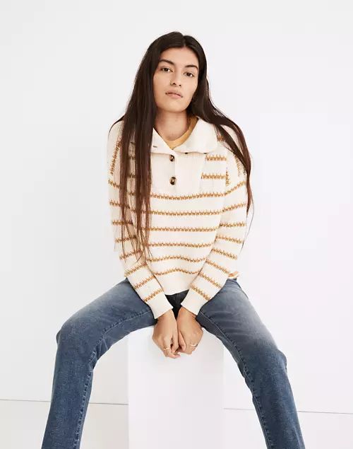 Canby Button Mockneck Sweater in Stripe | Madewell