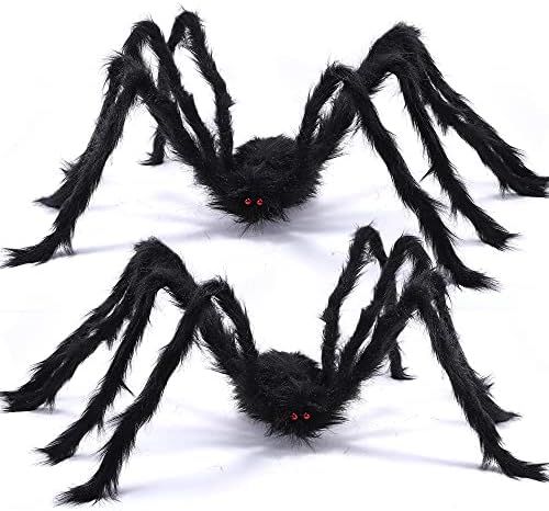 Foxie Farms 2 Pack Giant Halloween Hairy Spider Outdoor Decorations, Virtual Realistic Scary Huge... | Amazon (US)
