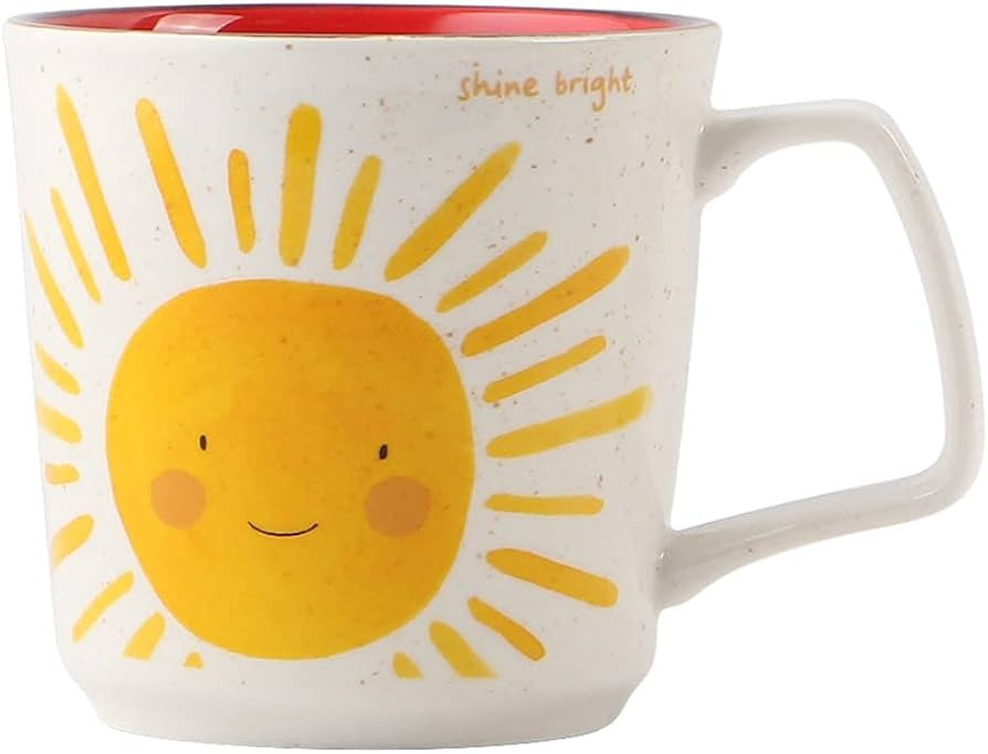 TREEWOO Coffee Mug Latte Milk Tea Ceramic Cup with Sun Rainbow Cute Bright Watercolor Pattern 350... | Amazon (US)