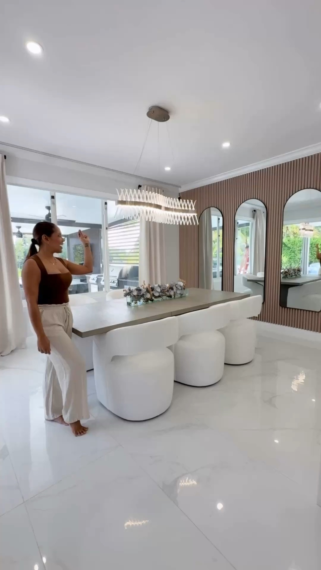 Dining room glow-up ✨ Arch mirrors + new light fixture linked for you 🤍 

#DiningRoomDecor #HomeDecorGoals 

#LTKHome #LTKFamily #LTKSeasonal #LTKHome