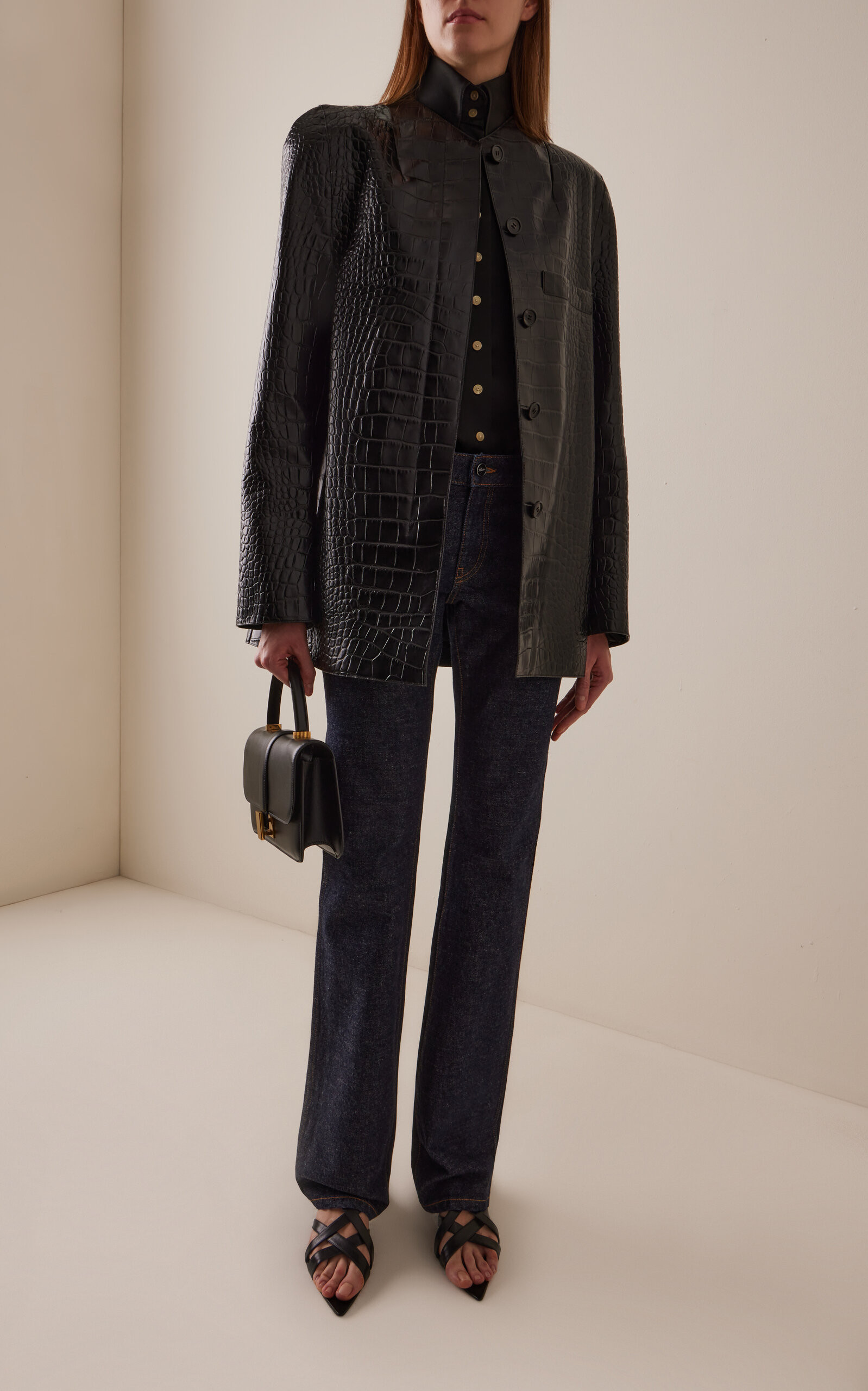 Sadie Alligator-Embossed Leather Coat | Moda Operandi (Global)