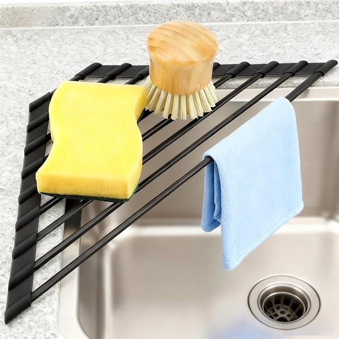 MERRYBOX Triangle Roll Up Dish Drying Rack Over The Sink, 2025 Anti-Rust Sink Drying Rack with Fu... | Amazon (US)
