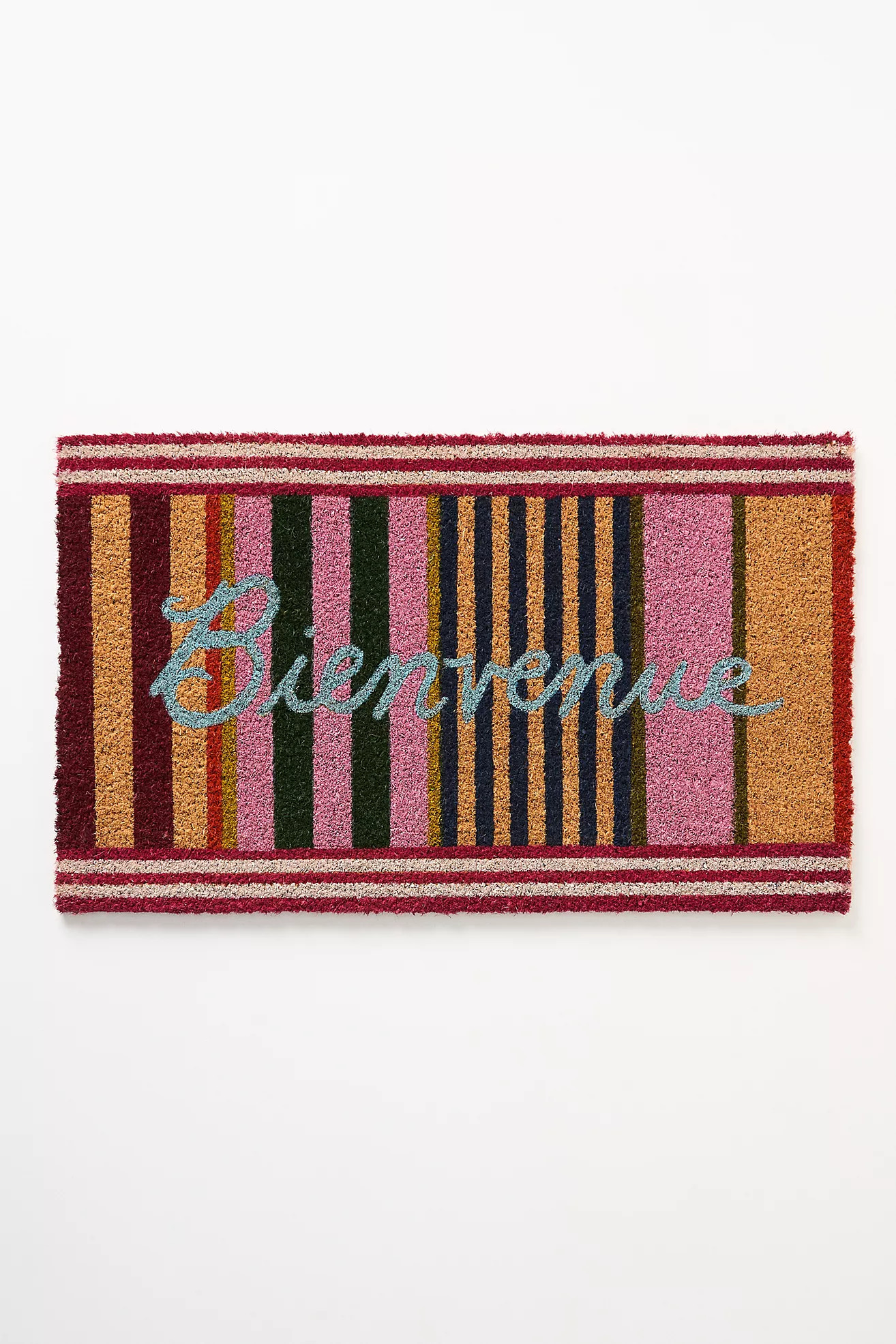 Bienvenue Striped Coir Printed Doormat | Anthropologie (US)