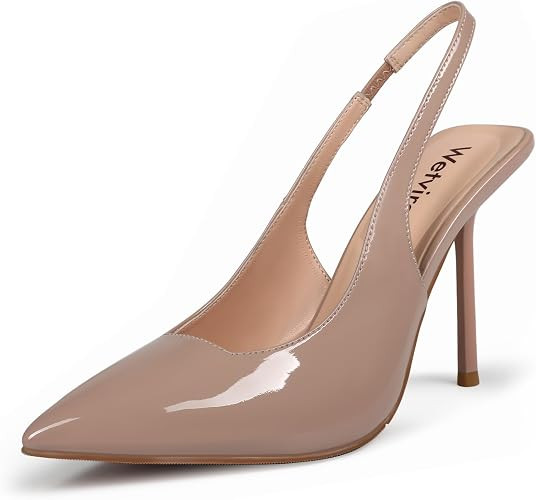 Women's Pointed Toe Slingback Heels Patent Leather High Stiletto Heels Pumps Dress Shoes for Wome... | Amazon (US)