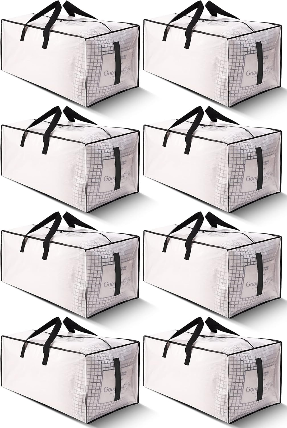 8 Pack Large Strong Moving Bags with Zippers & Carrying Handles - Water-Resistant - Heavy Duty St... | Amazon (US)