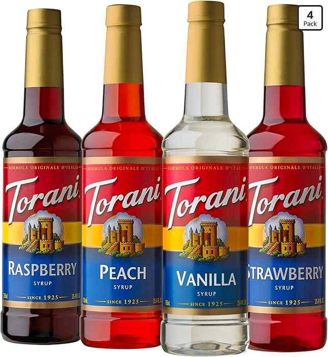 Torani Flavored Drink Syrup Soda Shop Variety Pack, Raspberry, Peach, Vanilla & Strawberry, 25.4 ... | Amazon (US)