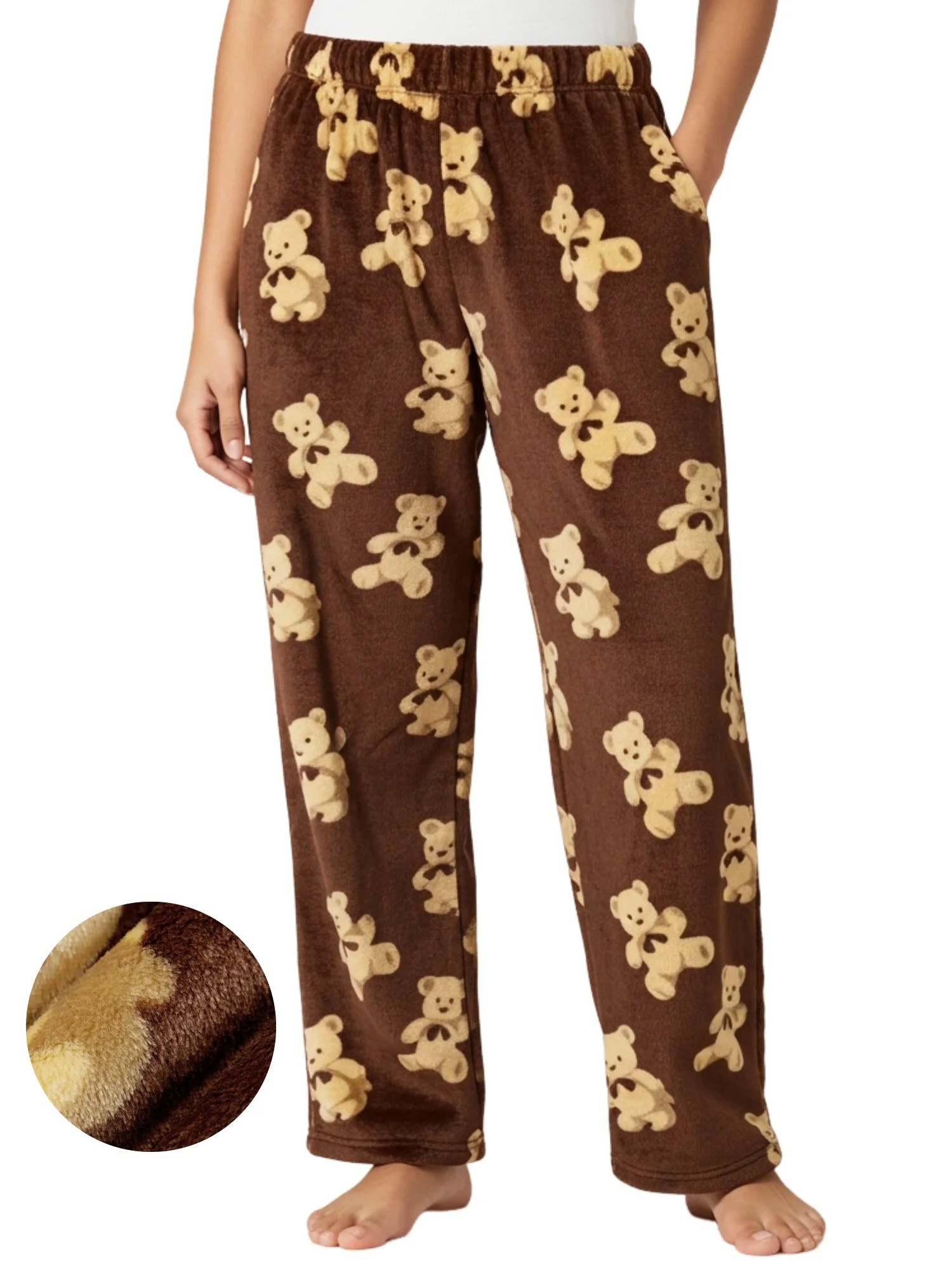 PatPat Women Plush Pajamas Pants Casual Flannel Pj Bottom Toasty Warm Cute Bear Print Soft Long S... | Walmart (US)