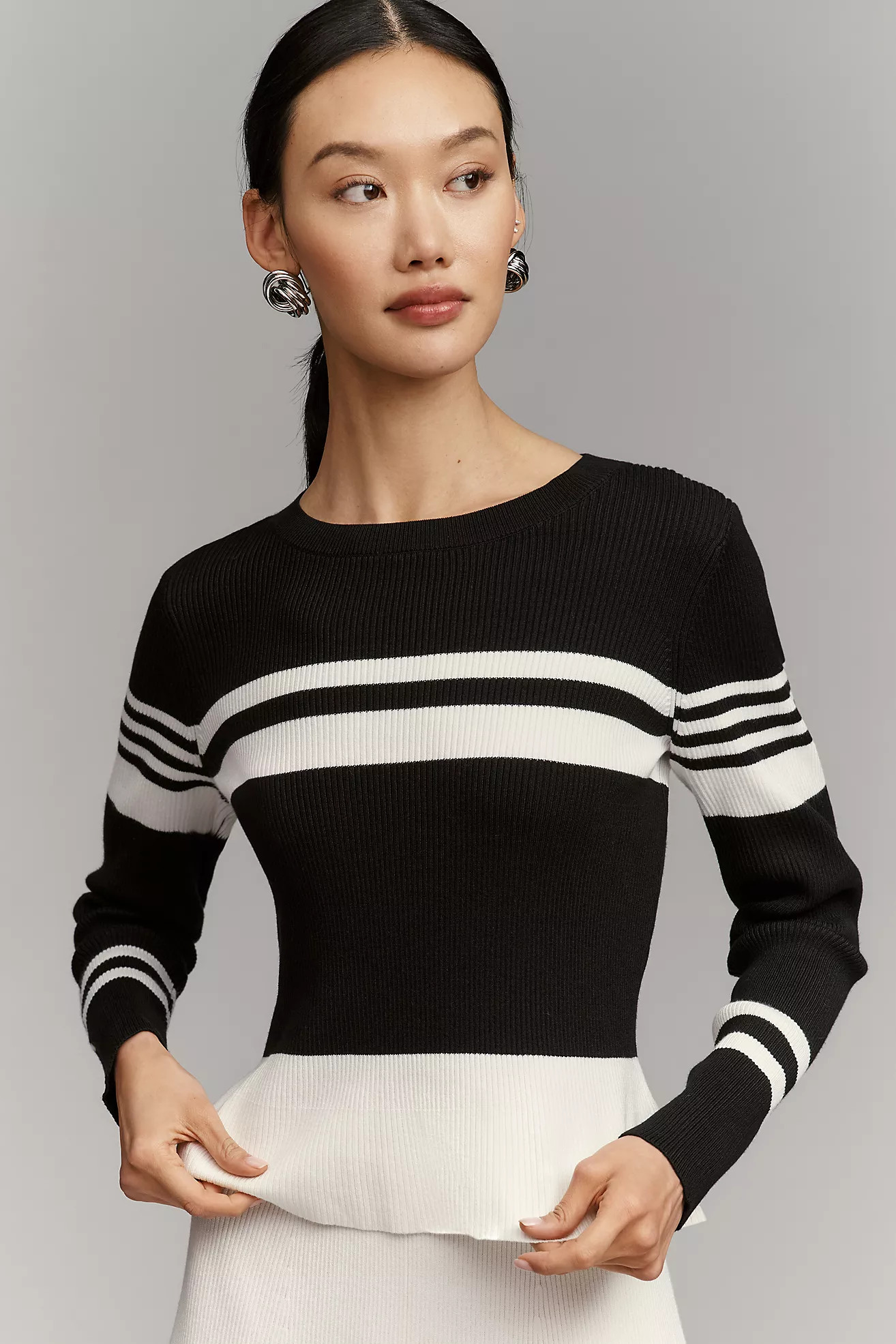 Maeve Striped Long-Sleeve Crew-Neck Sweater | Anthropologie (US)