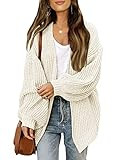 MEROKEETY Women's Fall Open Front Long Lantern Sleeve Cardigan Oversized Chunky Outwear with Pock... | Amazon (US)