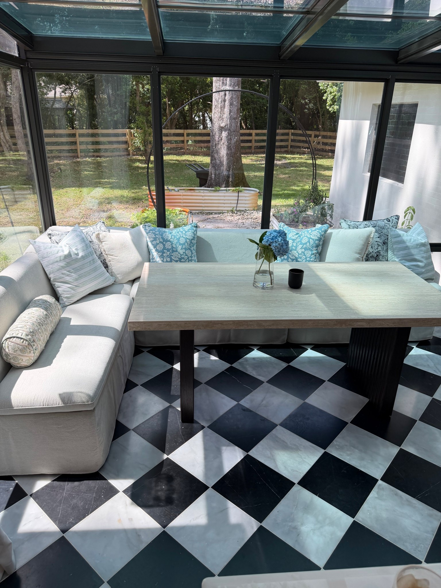 Finally upgraded my dining space sunroom, and it completely changed the feel of my home 🤍 I swapped out my old furniture for this new Castlery table and booth/banquette set up and it made this breakfast nook feel way more expensive! 🪴 The bench also has storage so it’s incredibly practical, as well as cozy! Linked to my exact table, booth, and vase here! The pillows are from HomeGoods 💕 ￼
#LTKHOME #KITCHEN #DINING