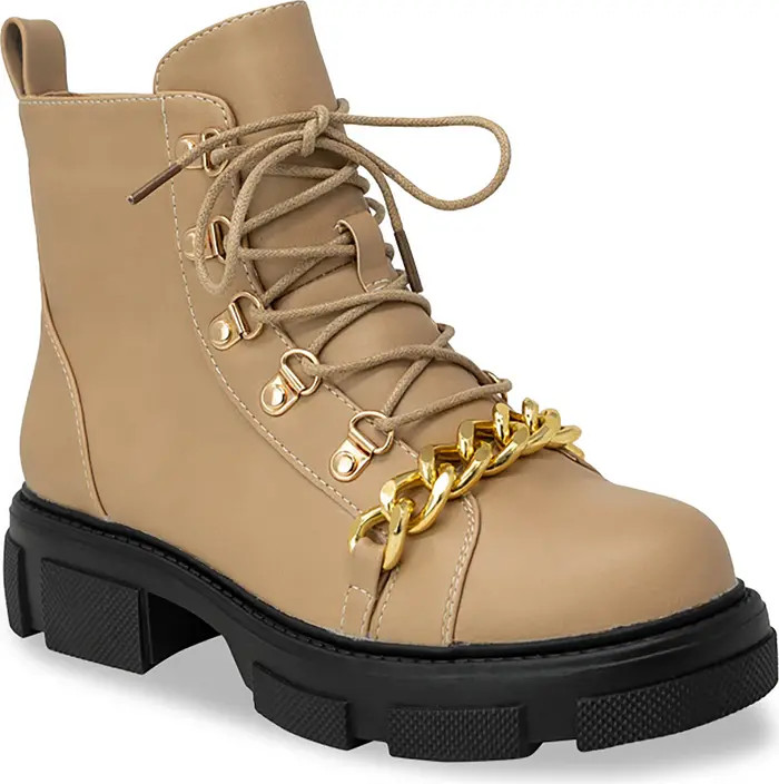 CHASE AND CHLOE ́ Curb Chain Trimmed Lug Sole Boot (Women) | Nordstromrack | Nordstrom Rack