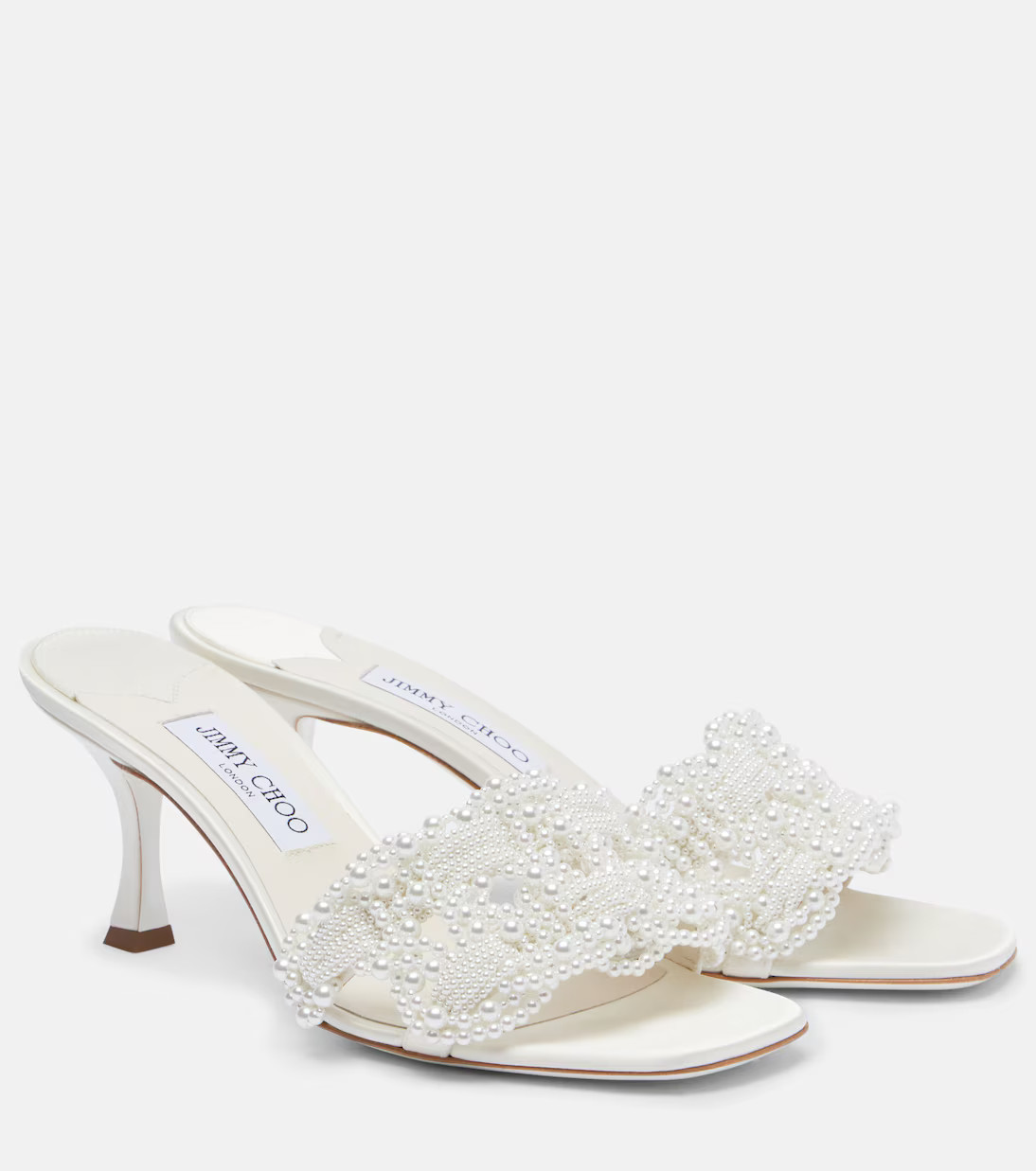 Cary 70 faux pearl-embellished satin mules | Mytheresa (INTL)