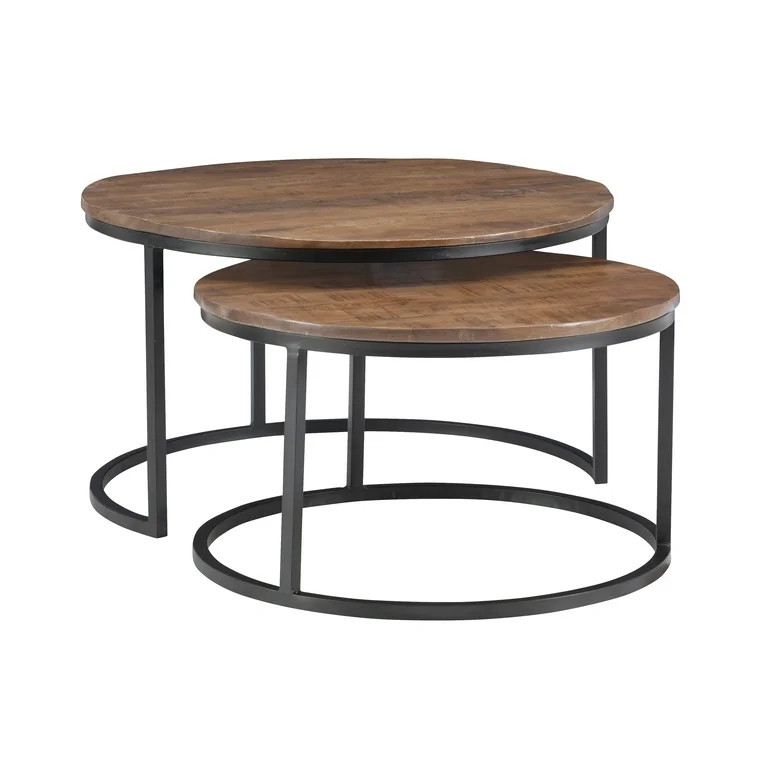 Darden Bohemian Nesting Coffee Tables, Set of 2, Black Base with Brown Wood Top | Walmart (US)
