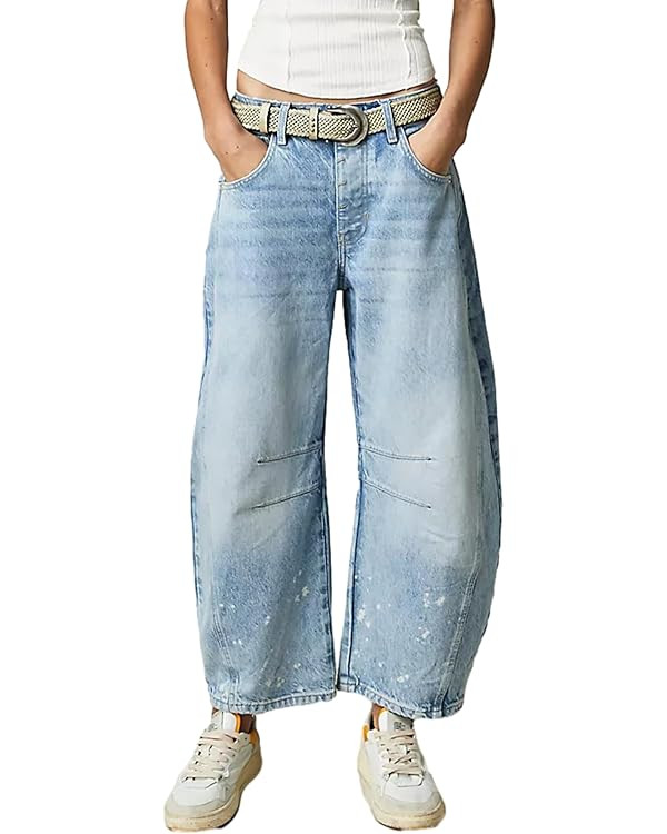 Wide Leg Baggy Jeans Women Casual Loose Mid Waist Denim Pants 90s Boyfriend Denim Bloomers Girlfr... | Amazon (US)