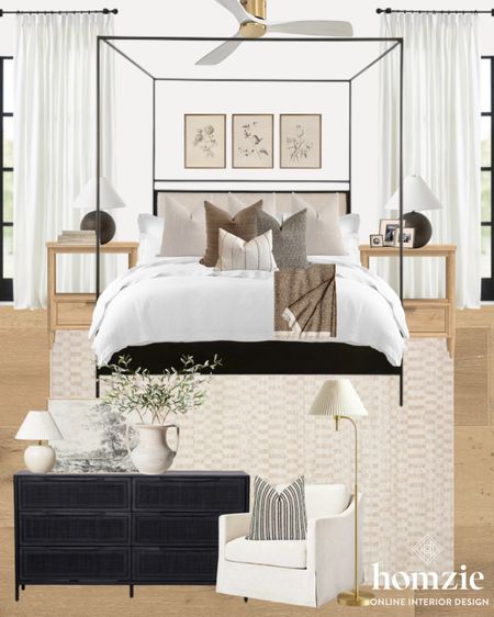 McGee & Co inspired modern organic bedroom design! We’re loving the neutral rug & nightstands paired with the black dresser and black four poster bed! 

#LTKhome #LTKsalealert #LTKfamily