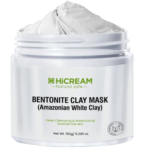 Hicream Bentonite Clay Mask, Valentines Gifts for Women Her, Deep Cleansing Facial Mask, Clay Face Mask Skin Care with Kaolin Clay and Aloe for Dull Skins Hydrating (white) | Amazon (US)