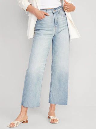 Extra High-Waisted Cropped Cut-Off Wide-Leg Jeans for Women | Old Navy (US)