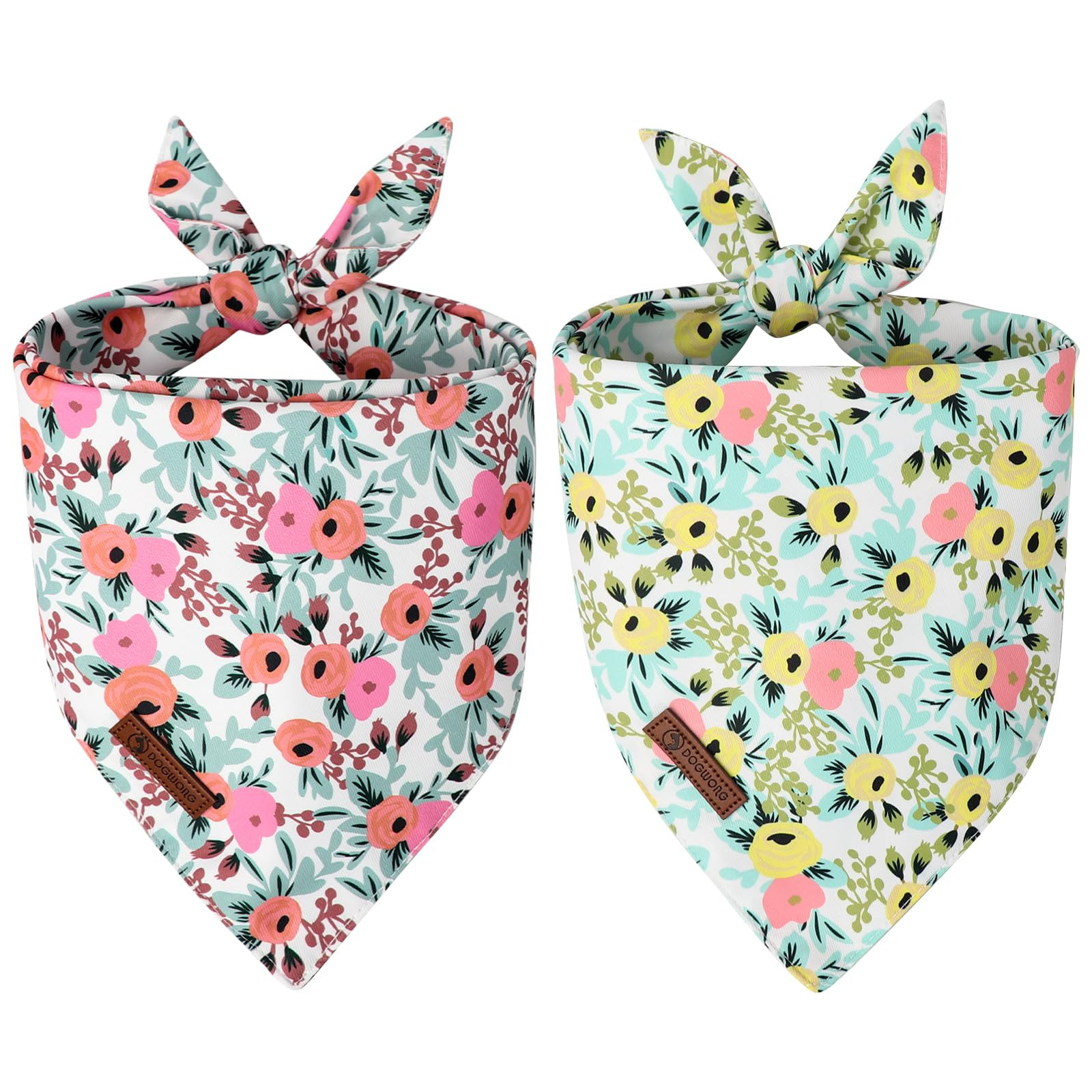 DOGWONG Gril Dog Bandanas 2 Pack, Pink Flower Print Triangle Reversible Rabbit Carrot Pet Scarf D... | Amazon (US)