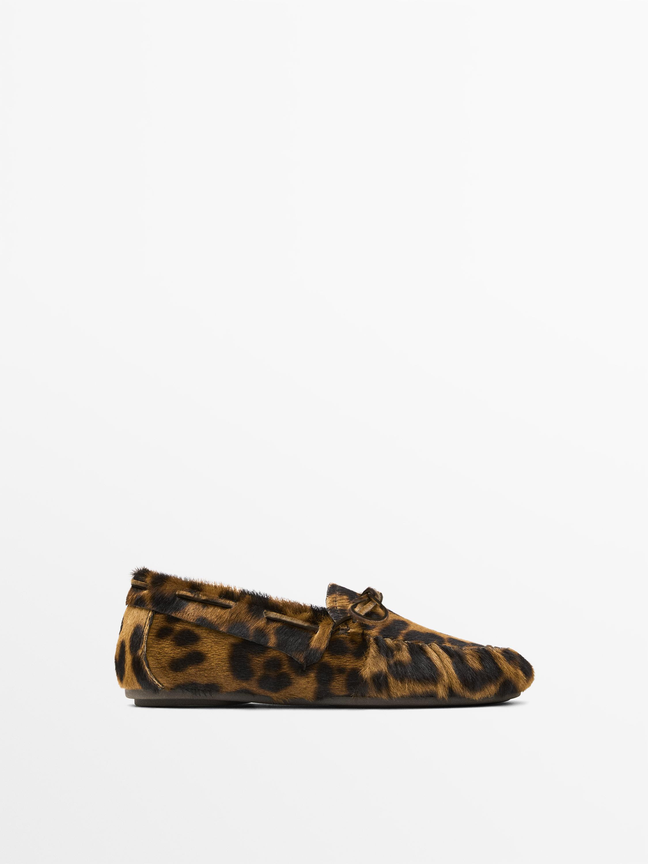 Leopard print deck shoes | Massimo Dutti UK