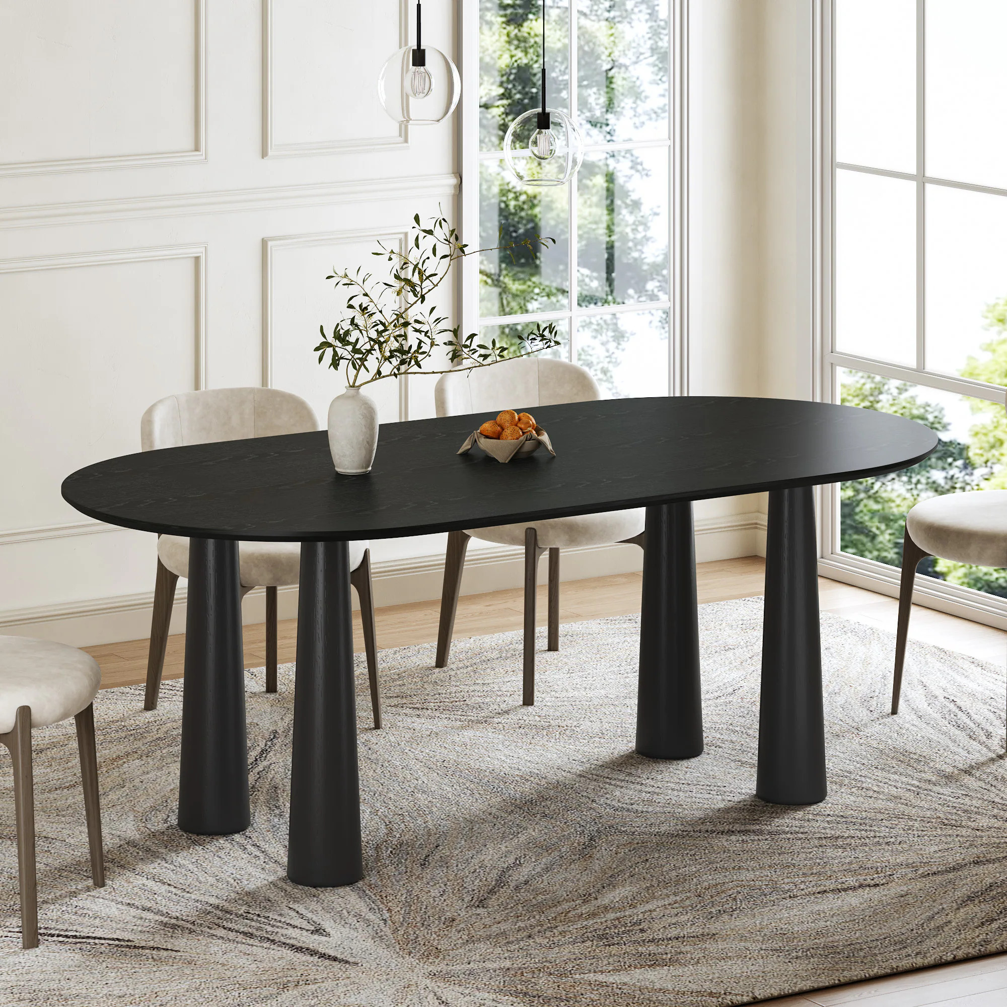 Dovelina Solid Wood Modern Dining Table Kitchen Table with 4 Legs for 6 People 67-in Lx30-in H | LS0102-093005 | Lowe's