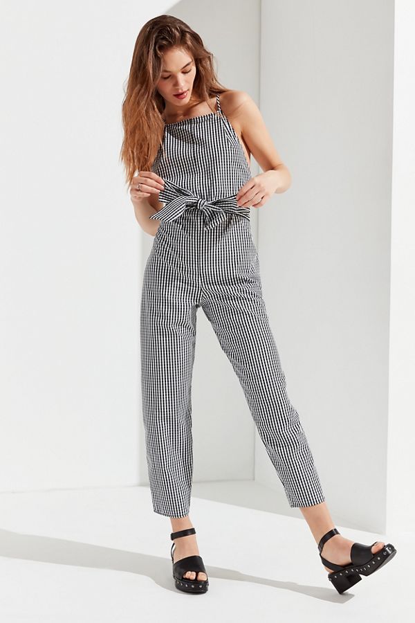 UO Gingham Tie-Belt Jumpsuit | Urban Outfitters (US and RoW)