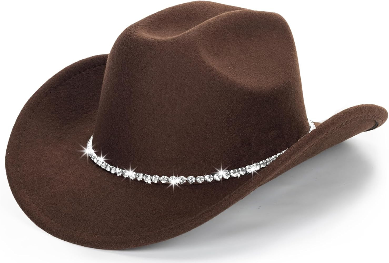 Classic Felt-Western-Cowboy-Cowgirl-Hats for Women-Men Fedora-Jazz-Hat with Band(Lagre) | Amazon (US)