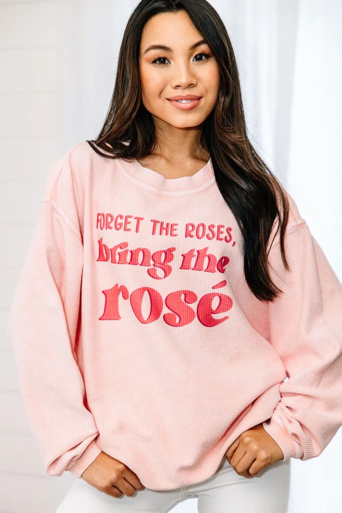 Forget The Roses Blush Pink Corded Graphic Sweatshirt | The Mint Julep Boutique