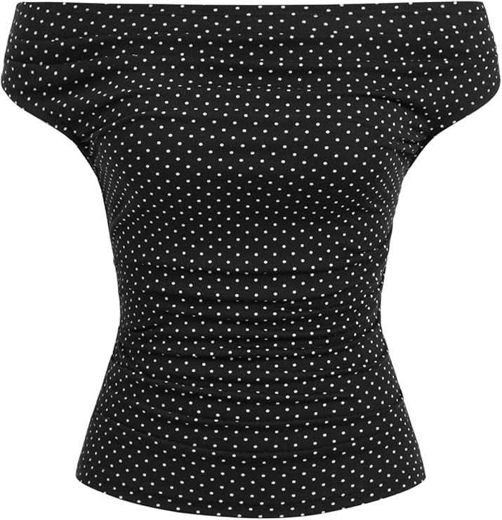 CIDER Women's Polka Dot Top Going Out Crop Tank Tops Boat Neck Ruched Summer Tops Trendy Cute Y2K... | Amazon (US)