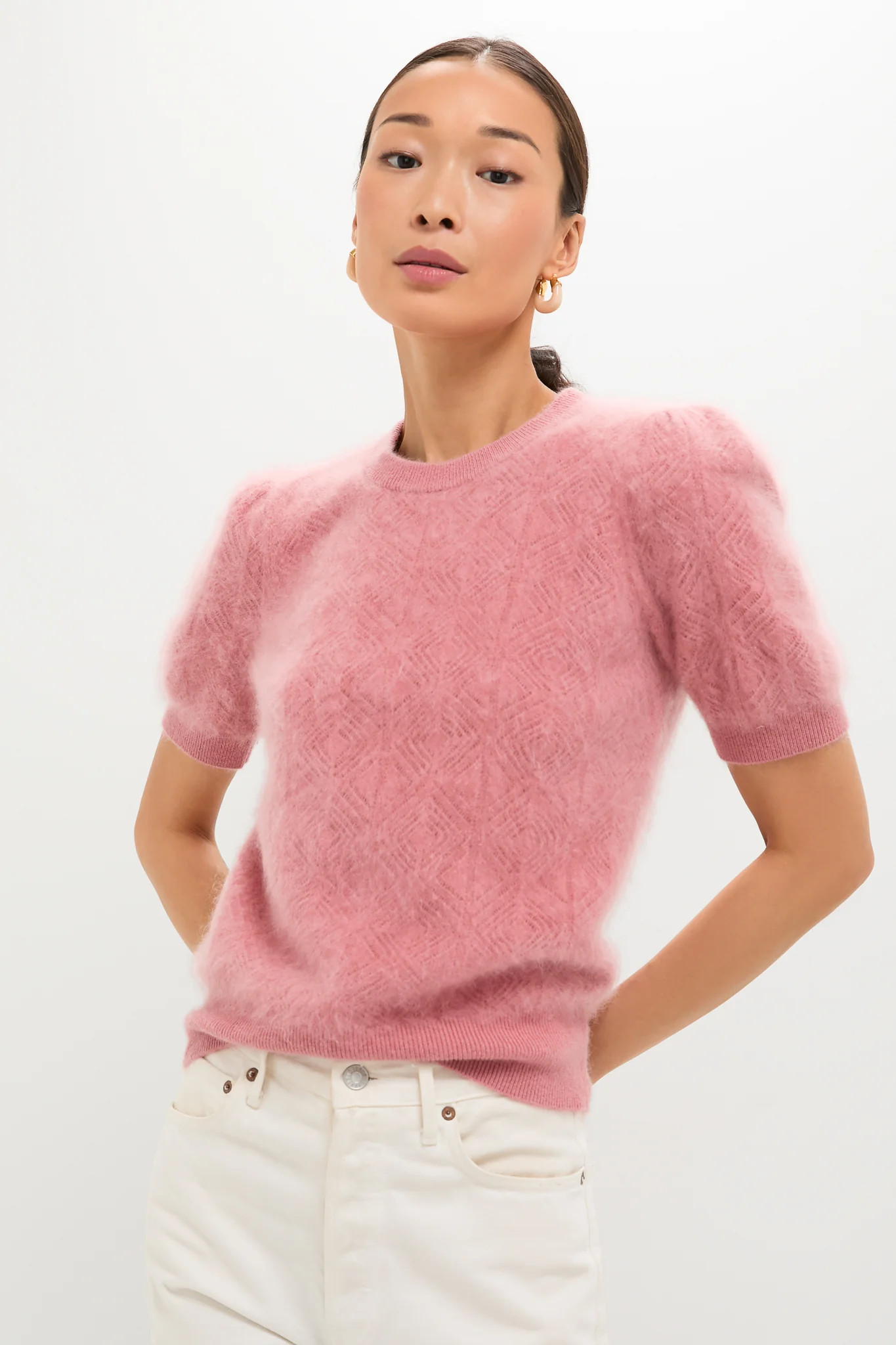 Dusty Rose Brushed Merino Wool Puff Sleeve Lexie Sweater | Tuckernuck (US)